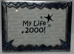 Silver tone Photo frame "MY LIFE 2000". w/blue etching for 5" x 3 1/2" photo - Picture 1 of 4