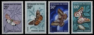 Chad 1968 - Mi-N.o 207-210 ** - Estampillada sin montar o nunca montada - Mariposas / Mariposas - Imagen 1 de 1