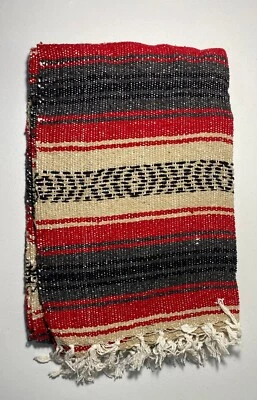 Manta grande de falsa del suroeste mexicano caña de rata alfombra de yoga lanzamiento de siesta picnic cálida Foto 1 de 4