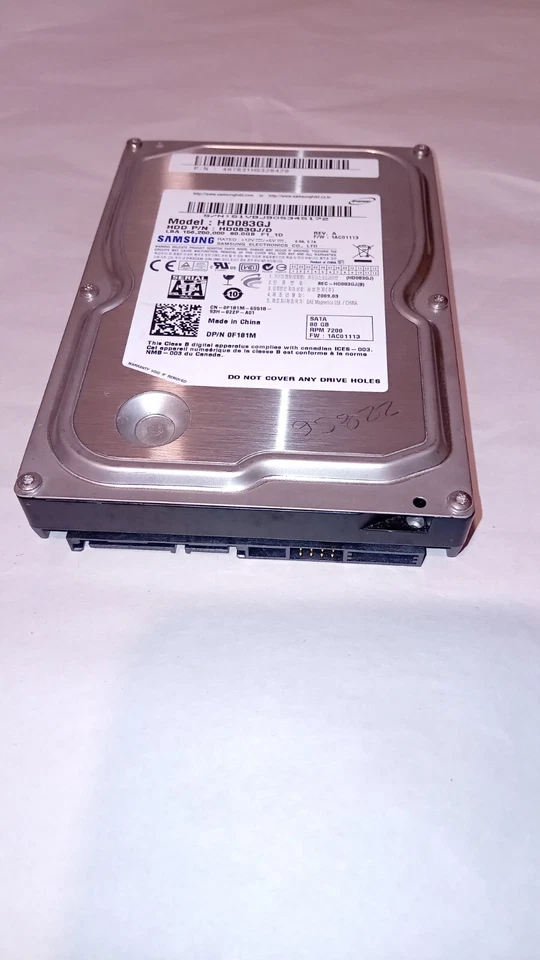 Samsung HD083GJ/D 80GB Hard Disk Drive FW : 1AC01113 - Image 1 of 4