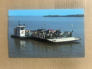 Postcard Nauvoo IL Illinois Car Ferry Boat Montrose IA Iowa Mississippi River - Picture 1 of 2