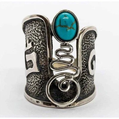 Anillos punk turquesa plata esterlina 925 Matrazon para mujer, talla 6 Foto 1 de 4