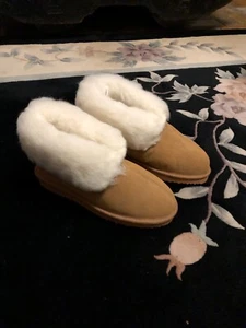 Plymouth Mokassins Damen Kurzstiefel Lammfell Größe 6 Hellbraun - Bild 1 von 7