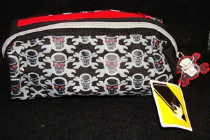 skull  and cross bones Pencil Case Cosmetic Makeup Bag Zippered Pouch - Picture 1 of 2