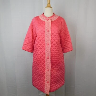 Bata acolchada abotonada vintage Sears Roebuck años 60 70 14 rosa #3895 Foto 1 de 4