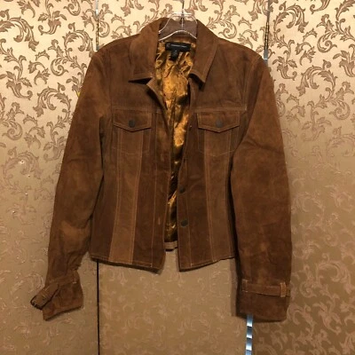 International Concepts INC Brown Suede Bomber Jacket Size Medium M - Image 1 of 4