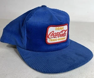 Cappello vintage anni 90 Coca Cola velluto a coste snapback logo coca cola soda anni 80 retrò blu nuovo - Foto 1 di 9