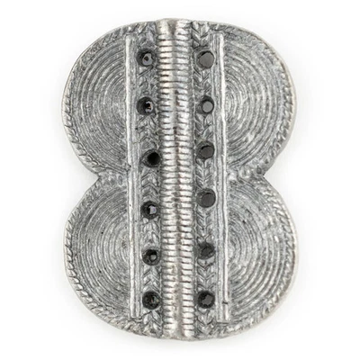 Silver Double Sun Dotted Baule Bead Pendant 48x36mm Ivory Coast African Flat - Image 1 of 4