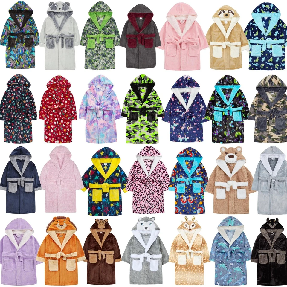 AS AVAILABLE Mädchen Jungen Morgenmantel Kinder Morgenmantel Kinder Fleece Nachtwäsche Alter 2-13 Jahre