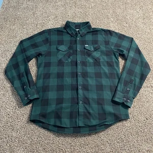 Camisa de franela Dixxon para hombre XL alta a cuadros verde perenne con botones ropa de trabajo - Imagen 1 de 9