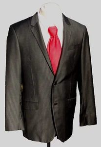 Coppley 1883 Herren sehr dunkelgrau (schwarz) gestreifter Wollanzug 42R 34 x 34 (+2) - Bild 1 von 18
