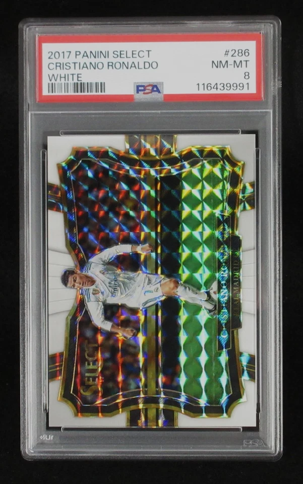 2017 Panini Select Cristiano Ronaldo #286 Prizm White /99 Real Madrid PSA 8 - Image 1 of 4