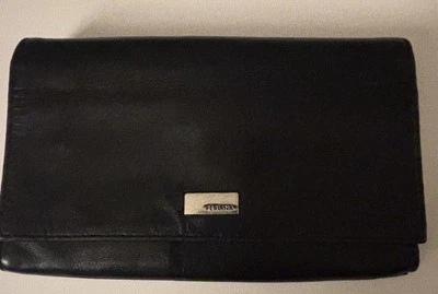 Carteira de couro preta feminina vintage Perlina - Imagem 1 de 4