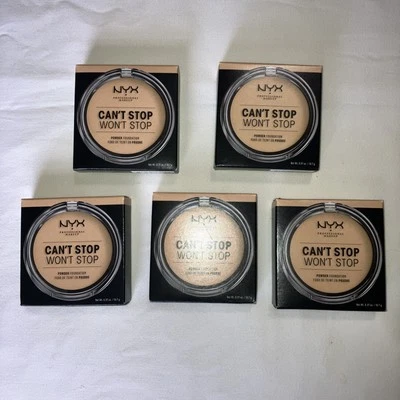 Lot 5 NYX Can't Stop Won't Stop Powder Foundation Finish Natural New  - Image 1 of 4
