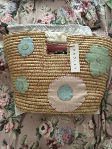 ⭐️RADLEY Hana Dangles Large Beach Grab Basket Totes Bag, Natural Straw, NEW⭐️ - Picture 1 of 1