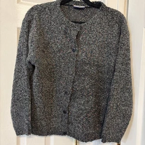 VTG Erika & Co Women Open Sweater Jacket Boucle Cropped Green Gray Multi No Size - Foto 1 di 4