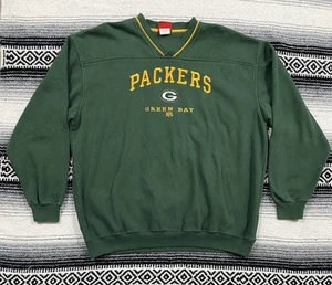VTG Green Bay Packers Sweatshirt Mens XL Embroidered 90s V-Neck Cross Neck NFL - Picture 1 of 10