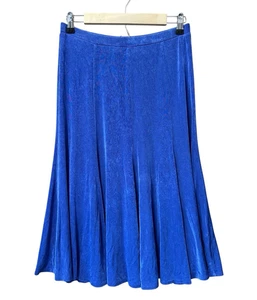 Chicos Travelers Womens 1 (8-10) Blue Slinky Knit Pull On Midi Skirt - Picture 1 of 6