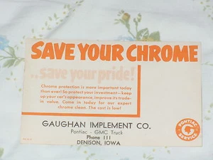 1949-1954 Pontiac Service Reminder Post Card - SAVE YOUR CHROME Save your pride! - Picture 1 of 1