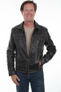 Chaqueta de cuero vintage negra Scully Leatherwear para hombre 1032 - Imagen 1 de 2