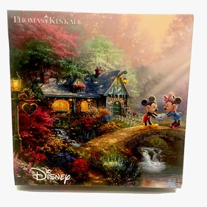 Thomas Kinkade Puzzle Mickey and Minnie Mouse Sweetheart Bridge 750 Ceaco - Picture 1 of 3