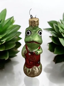 Christopher Radko Froggy Child Glass Ornament Red Overalls 910261 1996 - Picture 1 of 5