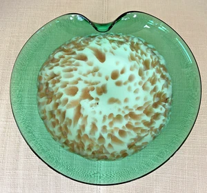 Art Glass Green Gold Decorative Plate in Style of Sommerso Murano Glass Italy - Picture 1 of 16