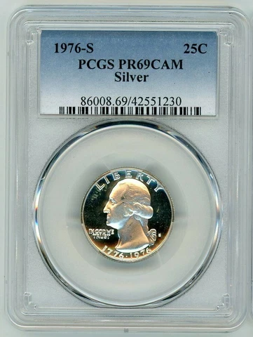 1976 S SILVER WASHINGTON QUARTER 25C PCGS PR69CAM  R7 Cover