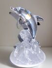 Vintage cristal dauphin cristal clair cristal d'arques dauphin chevauchant une vague 6" de haut