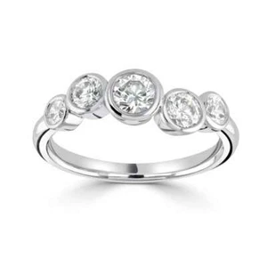 1.00 carat Natural Round Brilliant Cut Diamond Bezel Set Ring In Platinum - Picture 1 of 6