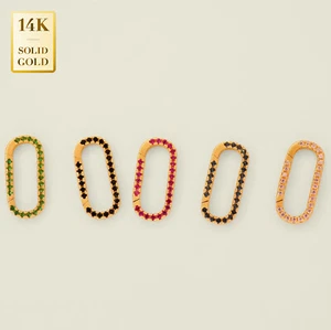 Clip de papel de piedras preciosas de color circonita cúbica de oro macizo 14K REAL conector de dije ovalado - Imagen 1 de 8