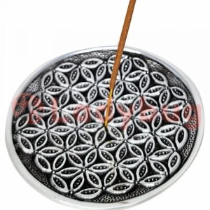 ALUMINIUM INCENSE BURNER – FLOWER OF LIFE 12CM - Picture 1 of 1