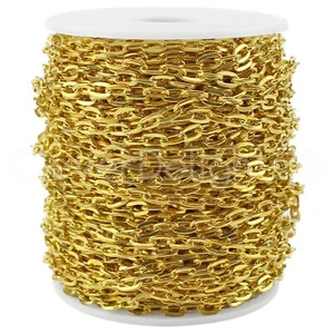 Cable Chain - 5x7mm Link - Gold Color - 30 100 Feet - Bulk Craft Spool - Picture 1 of 3