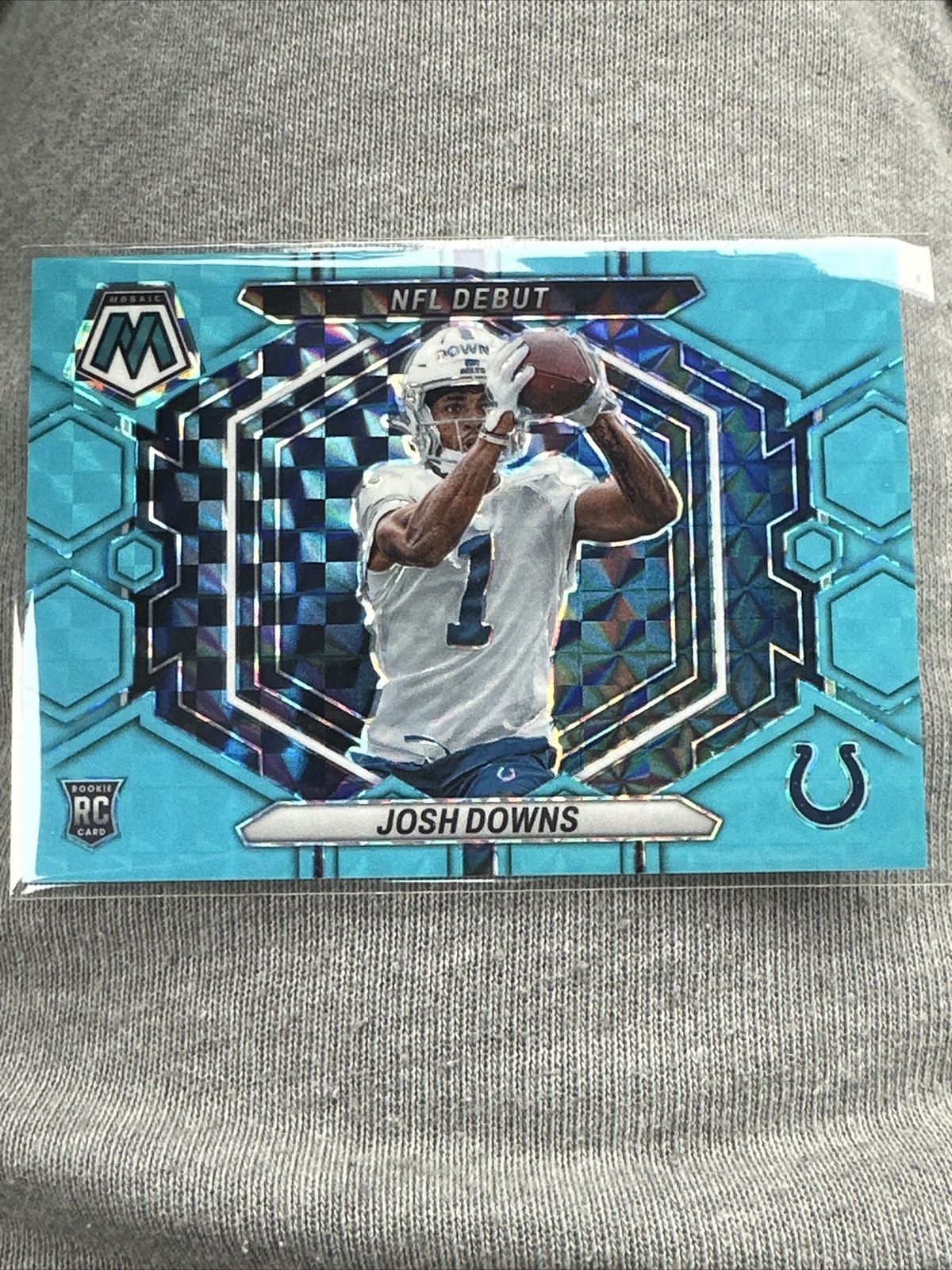 2023 Panini Mosaic NFL Debut Josh Downs RC Blue Fluorescent #'d 5/15 SSP Colts