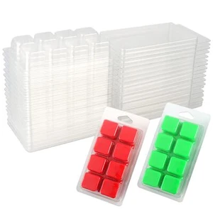 25 Packs 8 Cavity Cubes Clamshells- Wax Melt Containers for Tarts- Clear Empt... - Picture 1 of 9