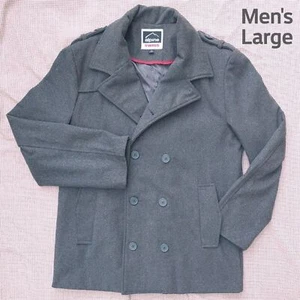 Alpine Swiss Men's Large Grey Peacoat Jacket Wool Blend Double Breasted Coat - Picture 1 of 10