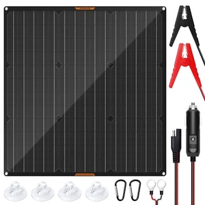12 Volt 50 Watt Solar Autobatterie Ladegerät Solarmodul ErhaltungsladungTragbare - Bild 1 von 24