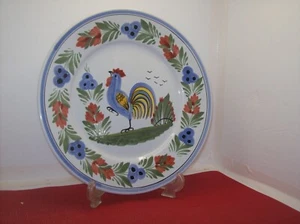 HB Henriot Quimper France Rooster 10" Plate Hand Painted - Picture 1 of 4