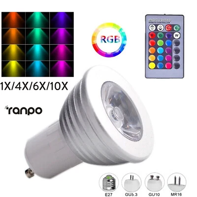 LED Spotlight With Remote Control AC85-265v Lights Bulbs GU5.3 MR16 Lamp COB 12V - Image 1 of 4