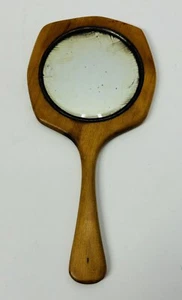 Antique Wooden Hand Mirror Beveled Glass - Picture 1 of 5