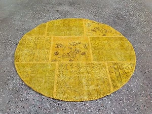 CUSTOM MADE yellow amber vintage Overdyed Handmade Turkish Patchwork Carpet rug - Picture 1 of 8