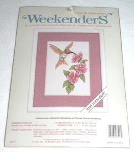 JCA Weekenders ~Counted Cross Stitch~Hummingbird~Summer Sweets~New (Torn Wrap) - Picture 1 of 4