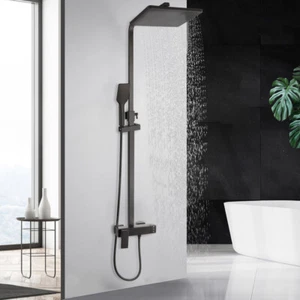 10 "Baño Ducha de lluvia Grifo Válvula Mezclador Pulverizador de mano Grifo de montaje en pared Juego de grifo Negro - Imagen 1 de 6