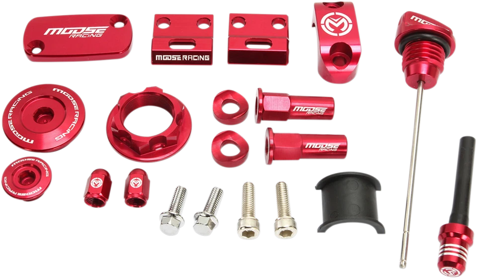 Paquete Bling anodizado rojo Moose Racing Honda 2003-16 CRF230 tapones de motor varilla de medición Foto 1 de 1