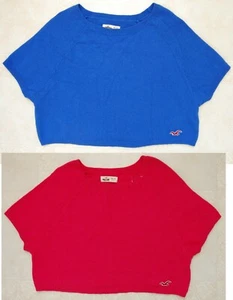 Hollister Women's Cropped Cotton Blend Sweater, Blue, Pink, One Size, New - Picture 1 of 10