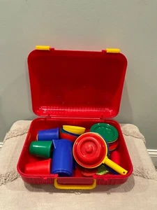 Vintage Kids Kitchen Play Set By Plasta Bambola with red carry case (40 pieces) - Picture 1 of 18