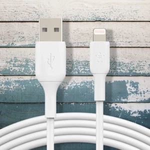 BoostCharge MFi-Certified Lightning to USB Cable 3ft for iPhone iPad White - Picture 1 of 5