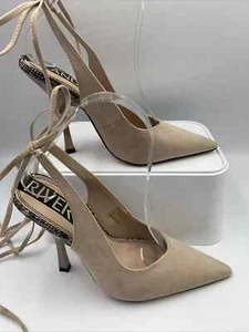 River Island Beige Suedette Pointed Toe Slingback Courts. Uk 3. Eu36 - Picture 1 of 15