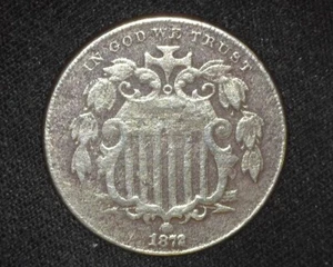 1872 SHIELD NICKEL 5 CENTS VERY GOOD-FINE ~A39 - Picture 1 of 2