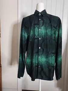 VERSUS Gianni Versace Multicolor Shirt Vntg Long Sleeve 34/48 Green/Black/White - Picture 1 of 16